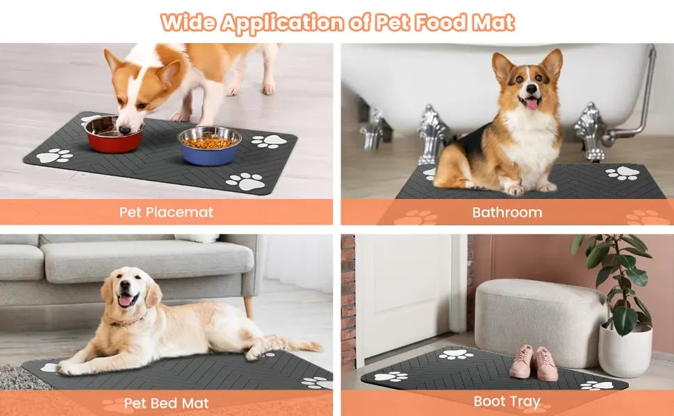 Waterproof Quick-Dry Pet Feeding Mat for Dogs & Cats