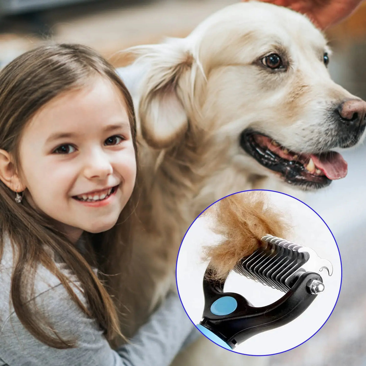 Professional Pet Deshedding & Dematting Brush for Dogs & Cats