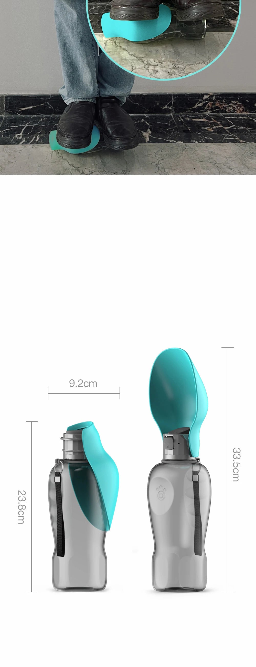 Portable 800ML Dog Water Bottle for Travel & Walks