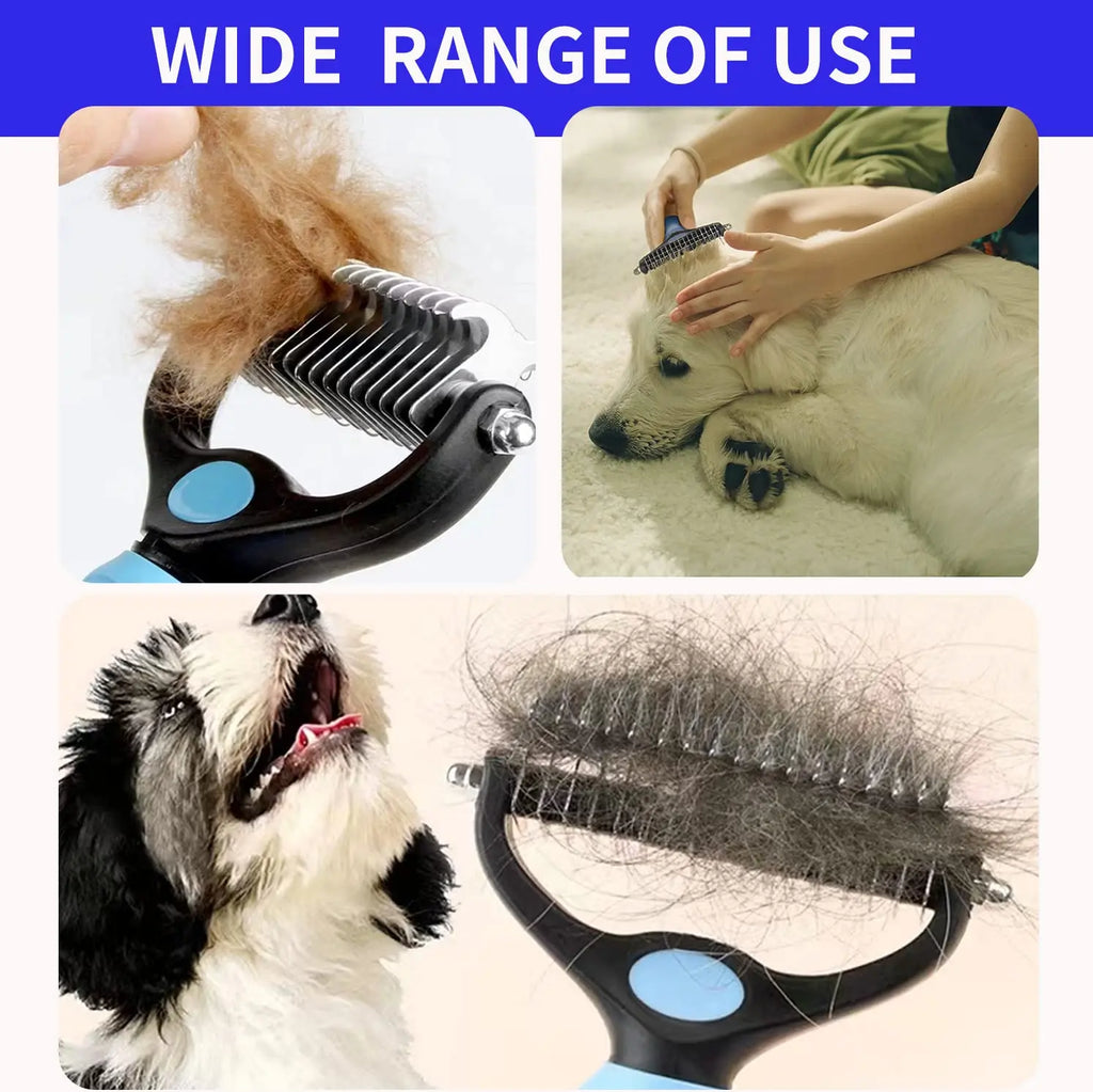 Professional Pet Deshedding & Dematting Brush for Dogs & Cats