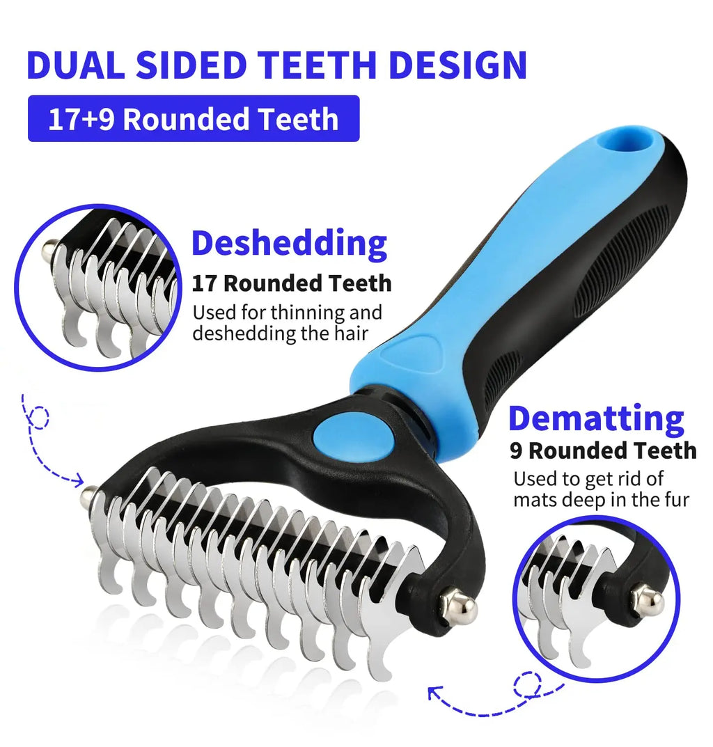 Professional Pet Deshedding & Dematting Brush for Dogs & Cats
