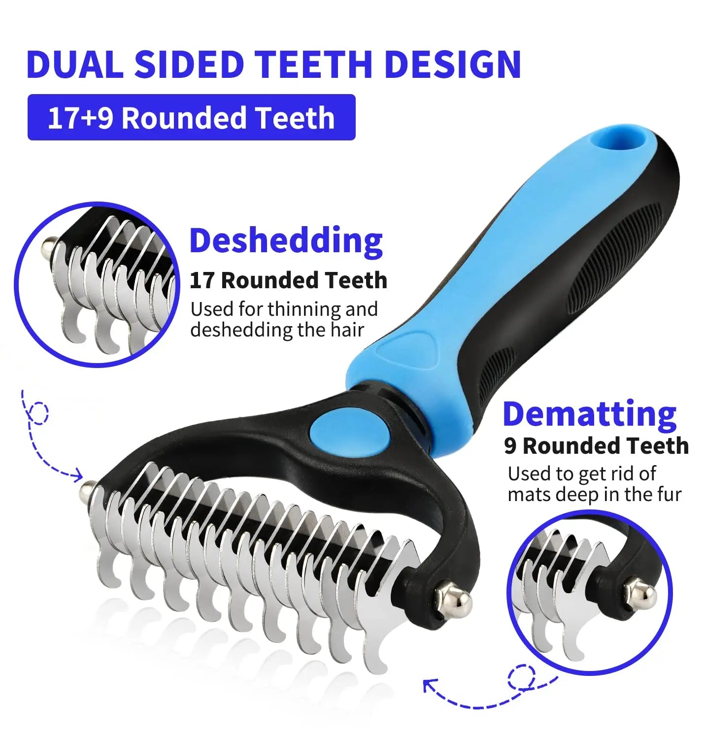 Professional Pet Deshedding & Dematting Brush for Dogs & Cats