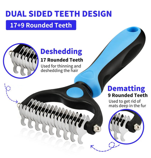 Professional Pet Deshedding & Dematting Brush for Dogs & Cats