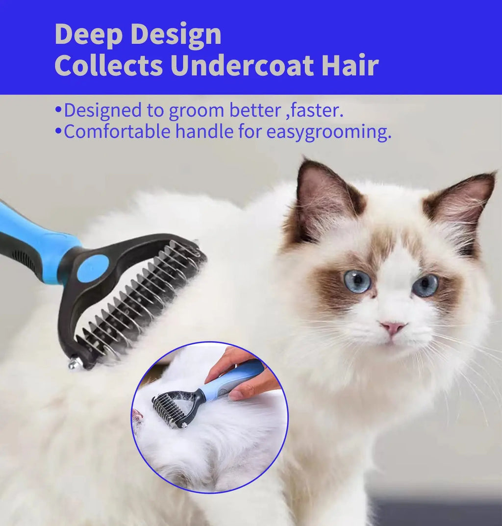 Professional Pet Deshedding & Dematting Brush for Dogs & Cats