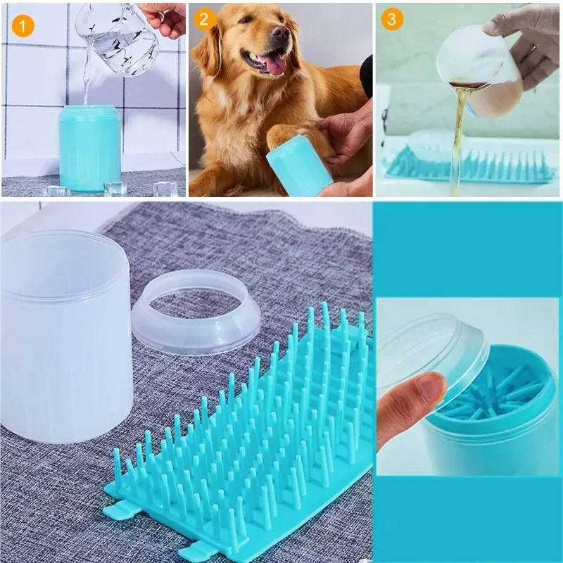 Portable Dog Paw Cleaner Cup with Soft Silicone Brush