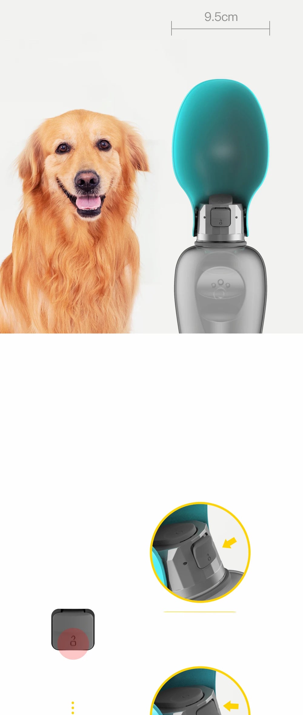 Portable 800ML Dog Water Bottle for Travel & Walks
